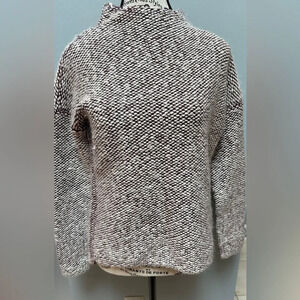 French Connection Lambswool Blend Purple White Knit Mock Neck Sweater sz Small